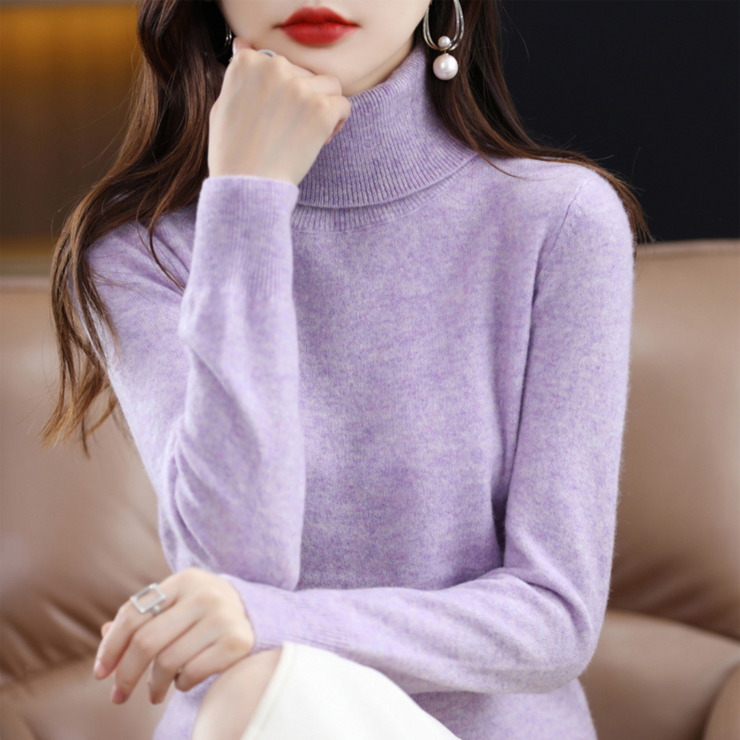 Women's Elena Cashmere Turtleneck in Black | Invictora.com