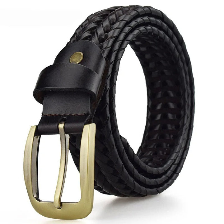 Women's Braxton Braided Leather Belt in Brown / Black | Invictora.com