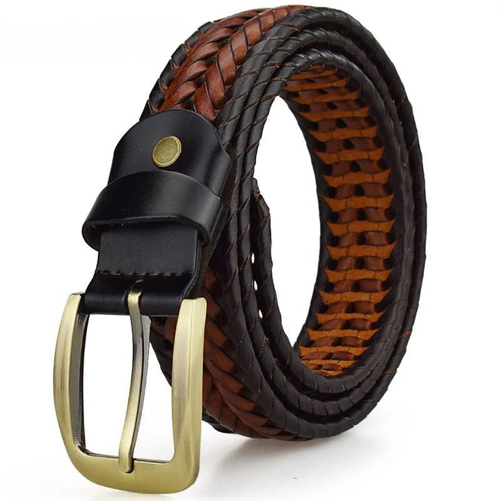 Women's Braxton Braided Leather Belt in Dark Brown | Invictora.com