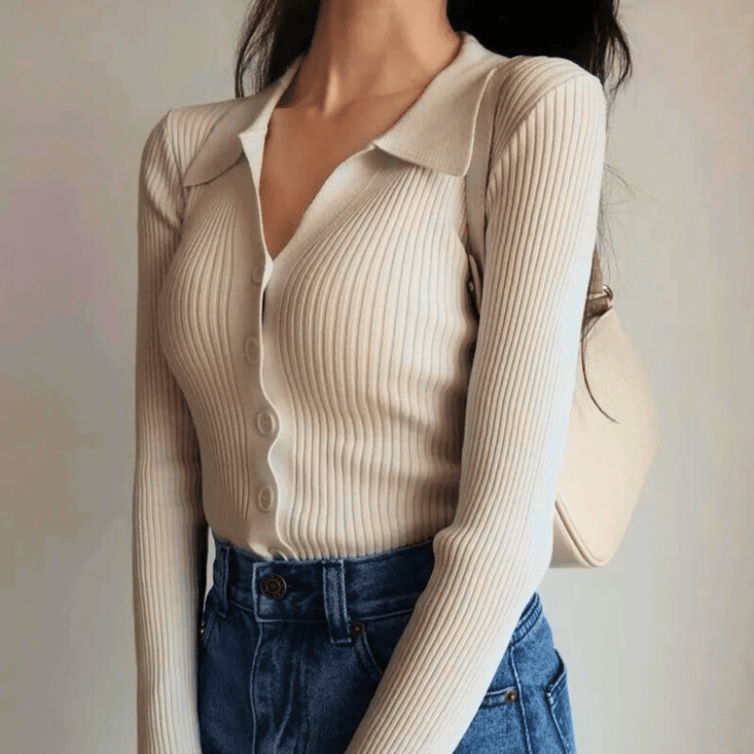 Women's Marisse Ribbed Top in Sky Blue | Invictora.com