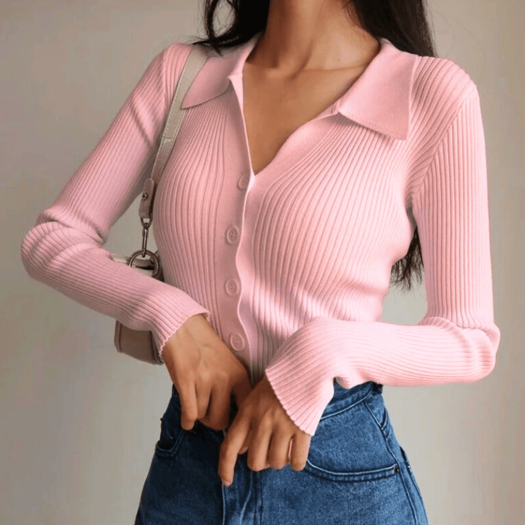 Women's Marisse Ribbed Top in Sky Blue | Invictora.com