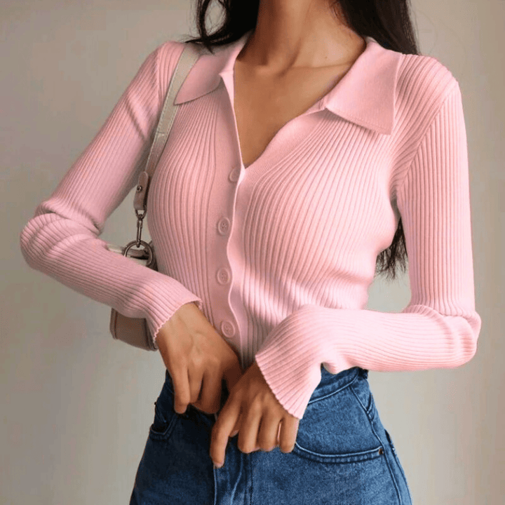 Women's Marisse Ribbed Top in Sky Blue | Invictora.com
