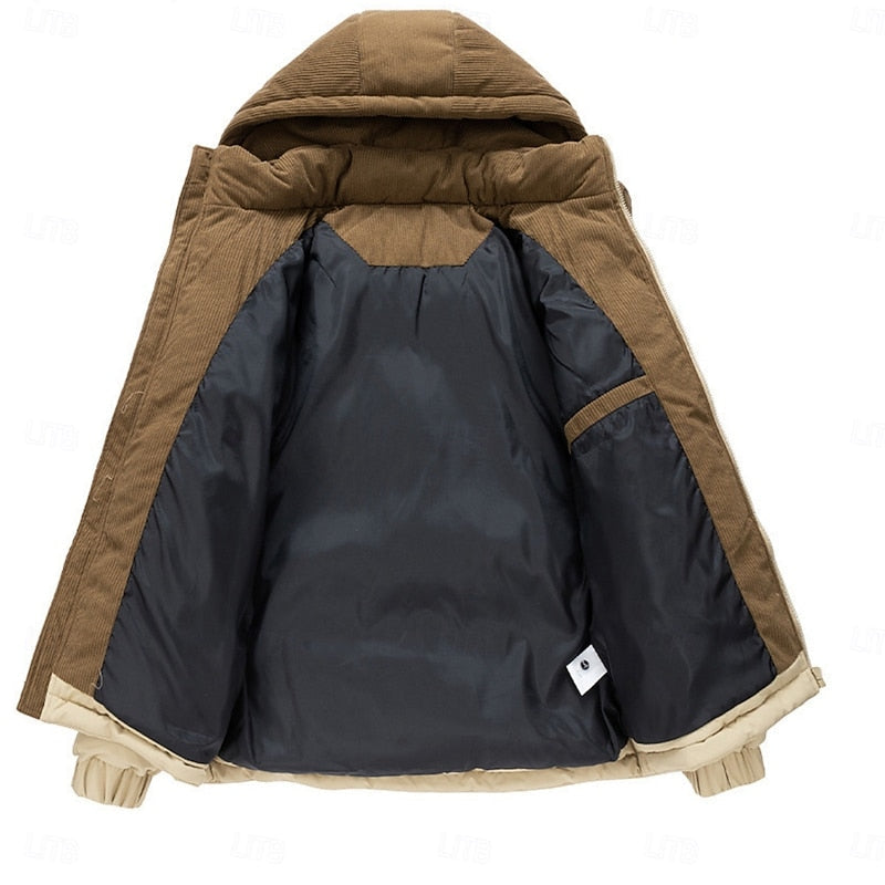 Two-Tone Hooded Puffer Jacket with Secure Pockets