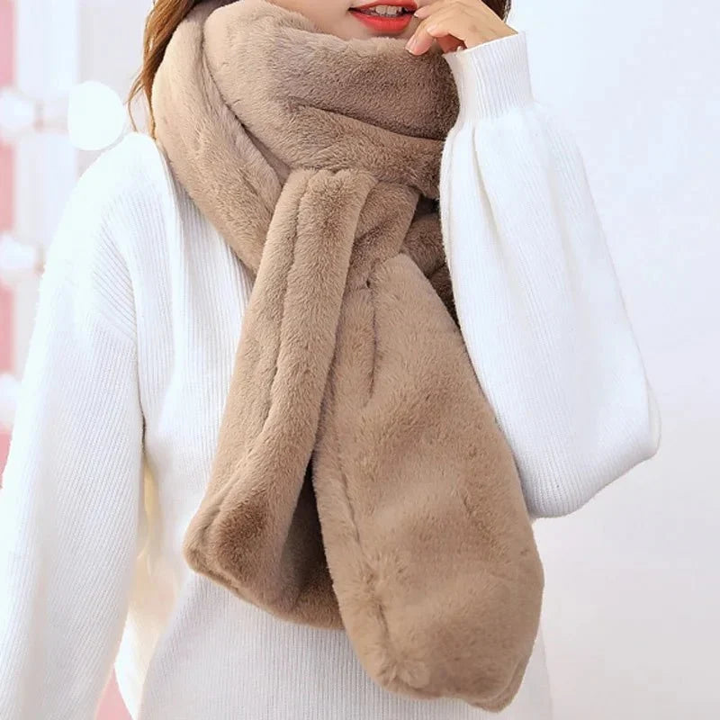 Women's Scarf – Faux Fur Plush Winter