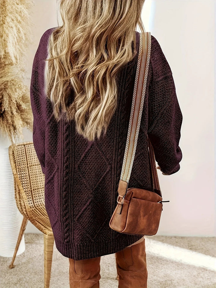Women's Knitted Dress – Oversized Cable Knit Mini Winter