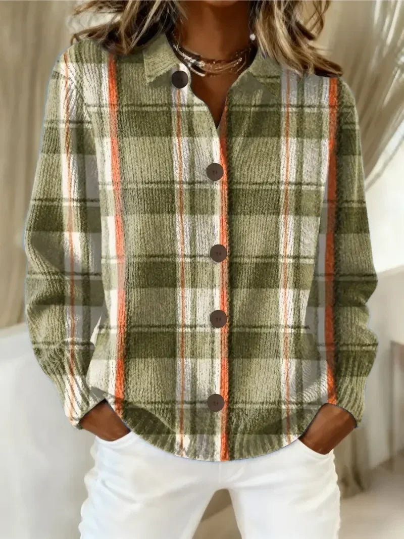 Women's Check Knit Button-Front Cardigan – Soft Texture