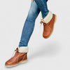 Women's Faux Leather Lace-Up Ankle Boots – Sherpa Lining