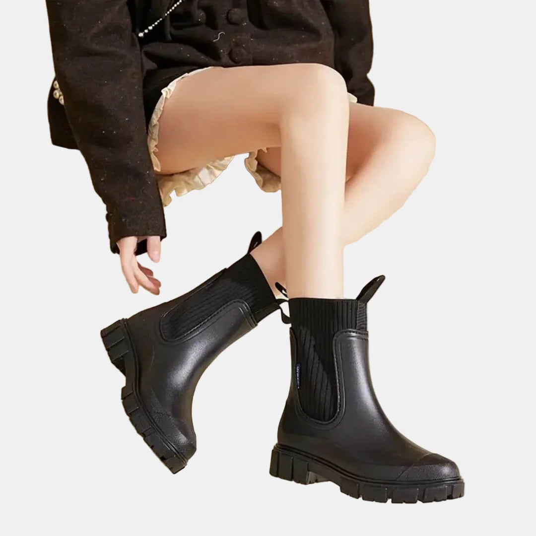 Women's Ankle Boots – Ribbed Knit Cuff