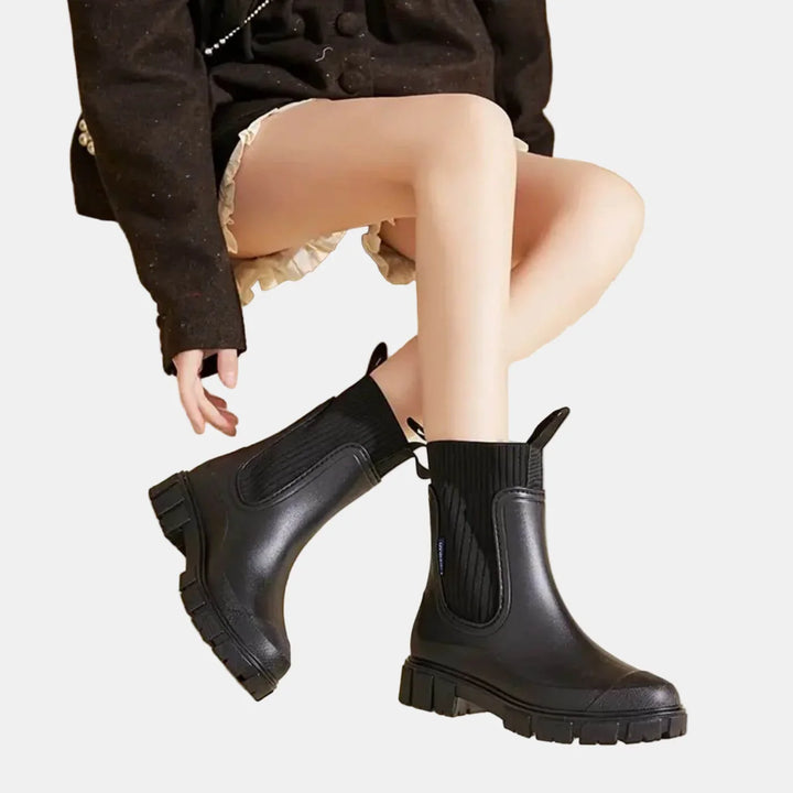 Women's Ankle Boots – Ribbed Knit Cuff