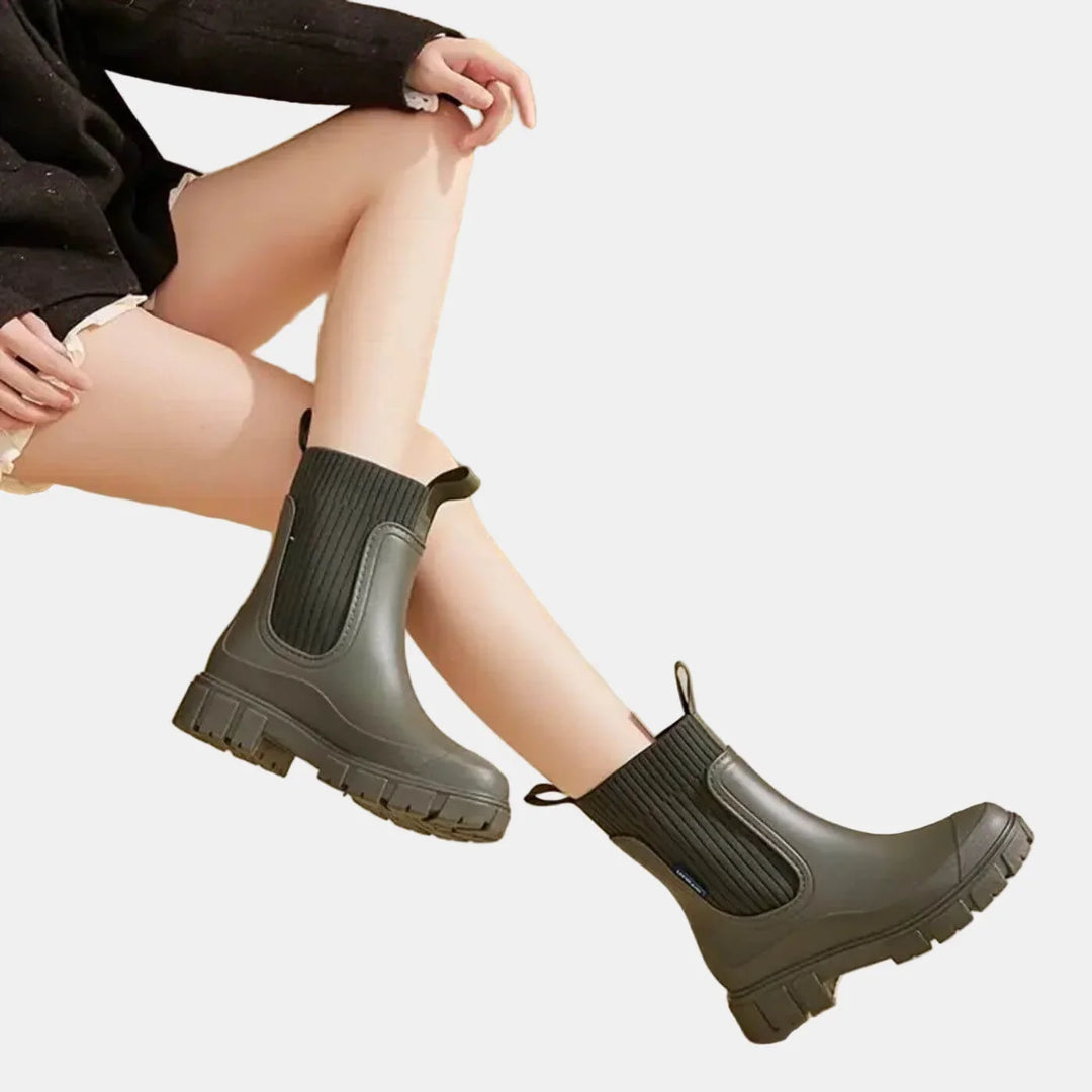 Women's Ankle Boots – Ribbed Knit Cuff