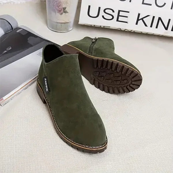 Women's Suede Side Zip Ankle Boots – Warm Lining