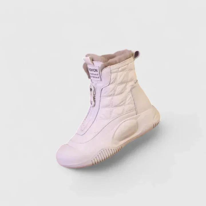 Women's Quilted Half-Zip Ankle Boots – Faux Fur Lining
