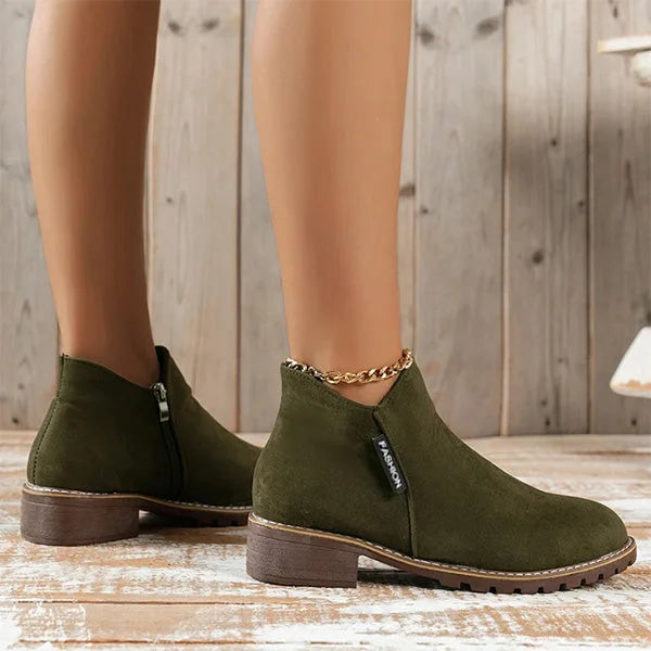 Women's Suede Side Zip Ankle Boots – Warm Lining