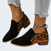 Women's Leopard Suede Ankle Boots – Pointed Toe