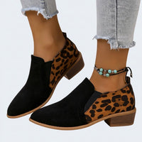 Women's Leopard Suede Ankle Boots – Pointed Toe