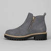 Women's Suede Side Zip Ankle Boots – Gold-Tone Zipper