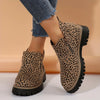 Women's Leopard Suede Side Zip Ankle Boots – Chunky Lug Sole