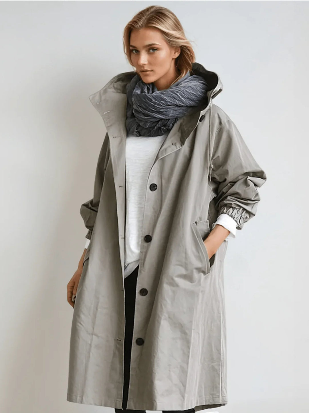 Women's Oversized Button-Down Trench Coat