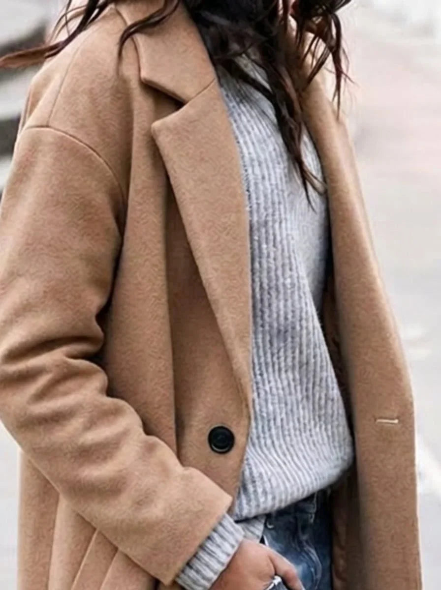 Women's Oversized Button-Up Winter Coat – Lapel