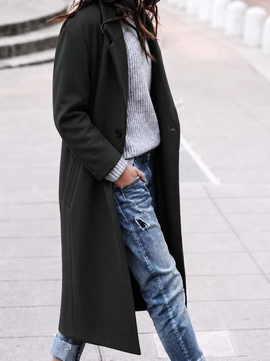 Women's Oversized Button-Up Winter Coat – Lapel