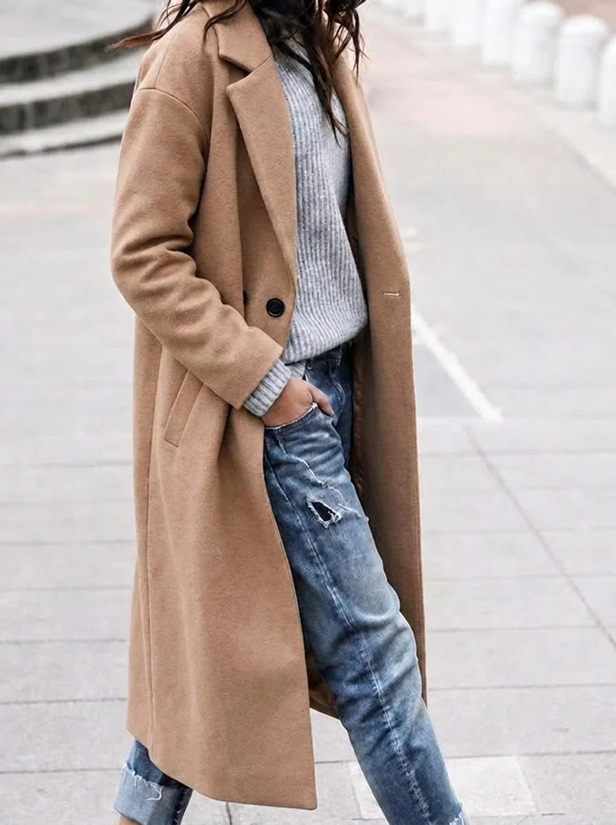 Women's Oversized Button-Up Winter Coat – Lapel