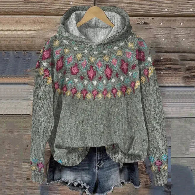 Women's Oversized Fair Isle Hoodie Sweater
