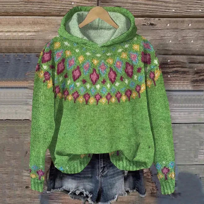 Women's Oversized Fair Isle Hoodie Sweater