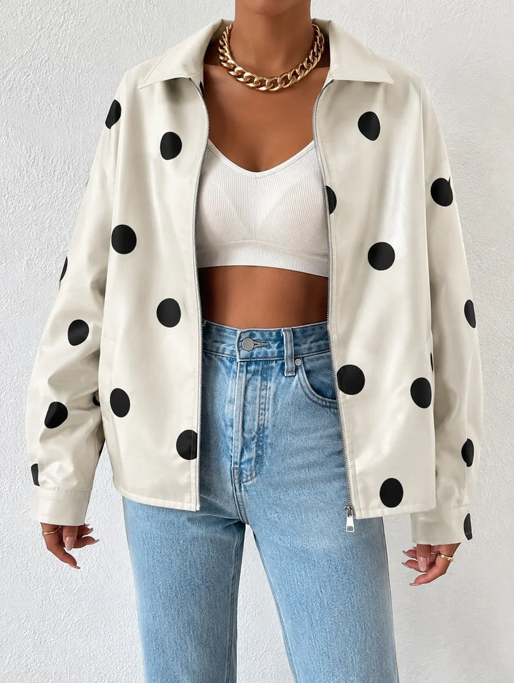 Women's Oversized Leather Jacket – Drop Shoulder & Spread Collar