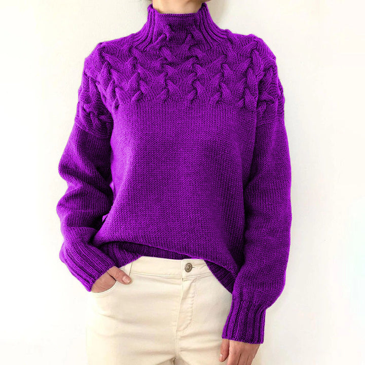Women's Jumper – Cable-Knit Roll-Neck Relaxed