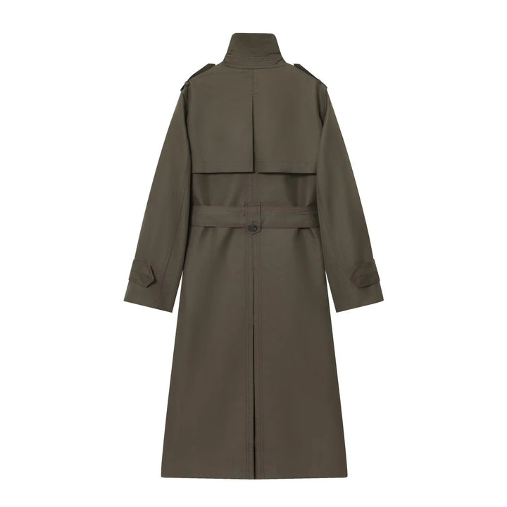Women's Long Double Breasted Belted Trench Coat