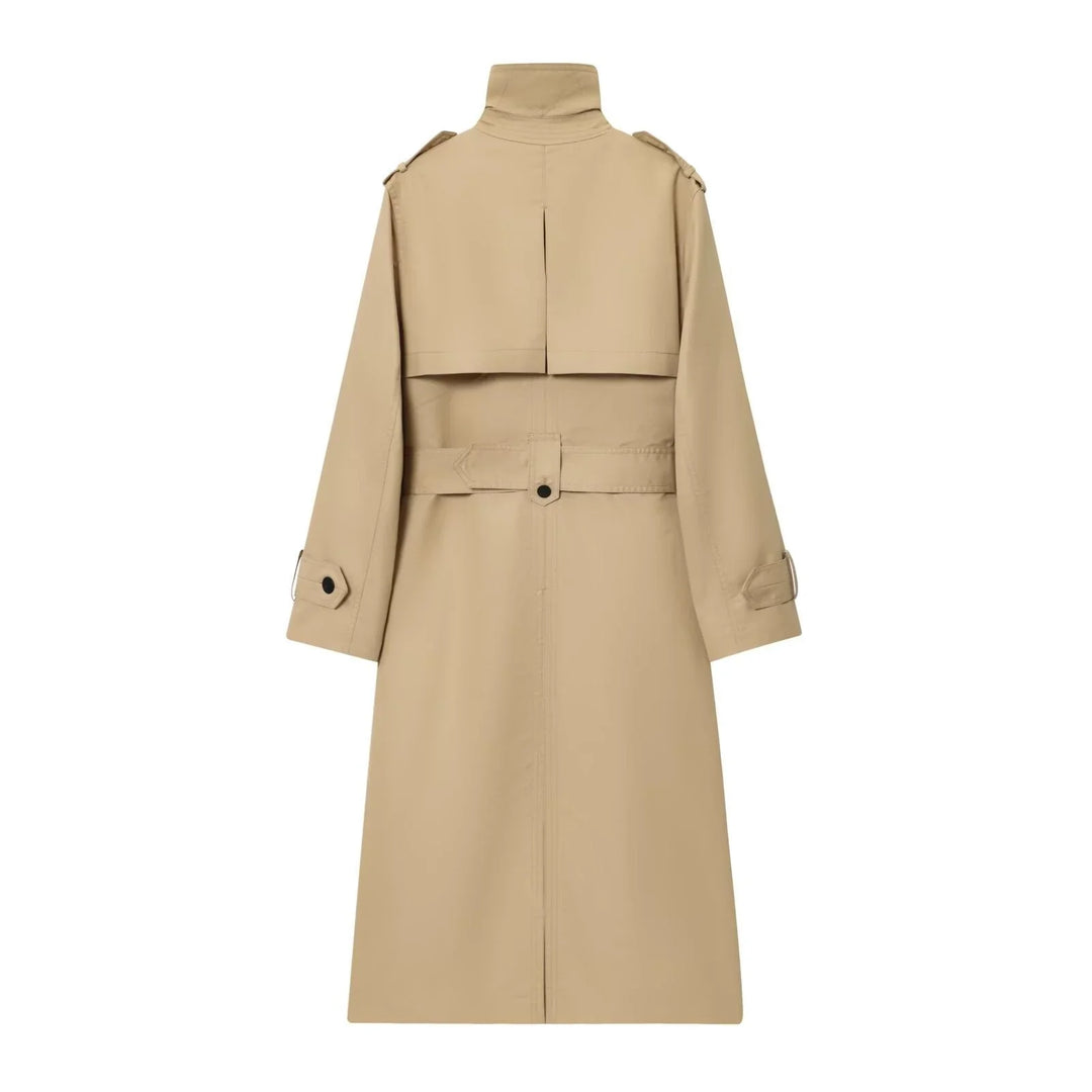 Women's Long Double Breasted Belted Trench Coat
