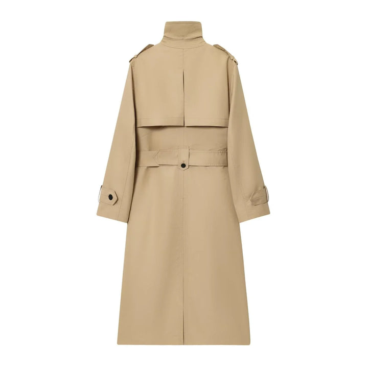 Women's Long Double Breasted Belted Trench Coat