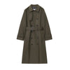 Women's Long Double Breasted Belted Trench Coat