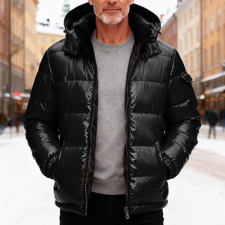 Regular-Fit Quilted Hooded Jacket with Zip and Side Pockets