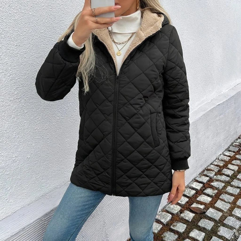 Women's Quilted Longline Puffer Coat – Hood
