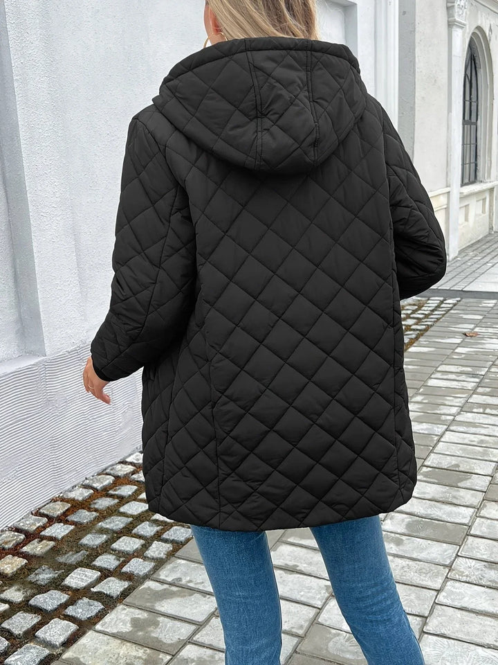 Women's Quilted Longline Puffer Coat – Hood