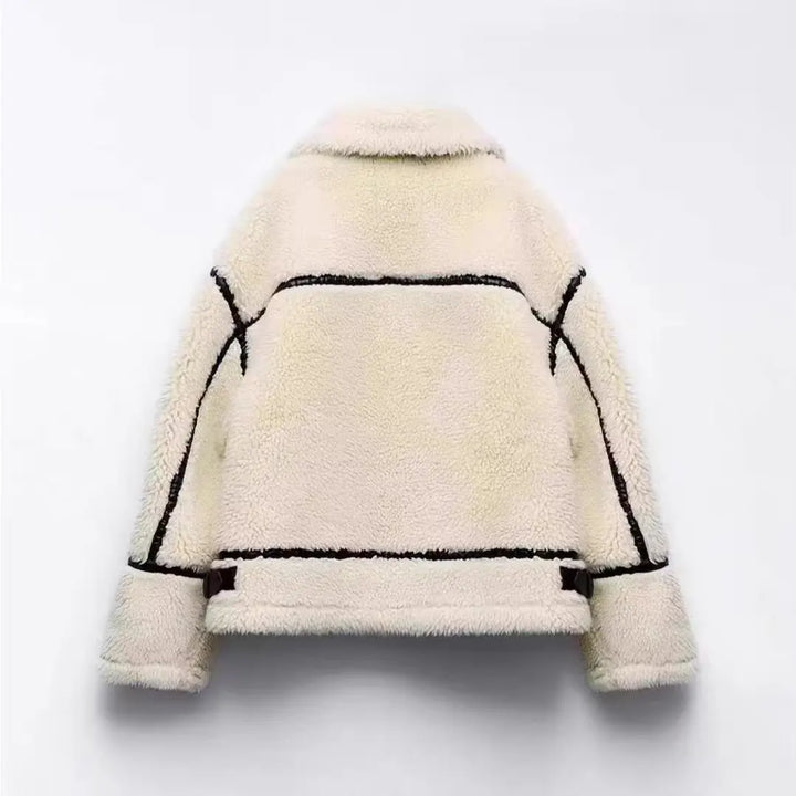 Women's Jacket – Oversized Teddy Contrast Trim