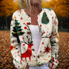 Women's Knit Button-Front V-Neck Cardigan – Christmas Pattern