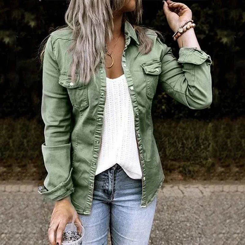 Women's Raw Hem Relaxed Fit Denim Jacket