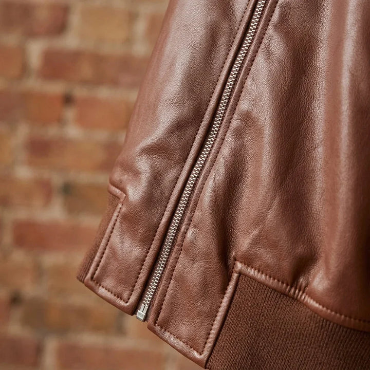Women's Faux Leather Relaxed Bomber Jacket