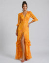 Women's Renee Ruffled Maxi Dress in Orange | Invictora.com