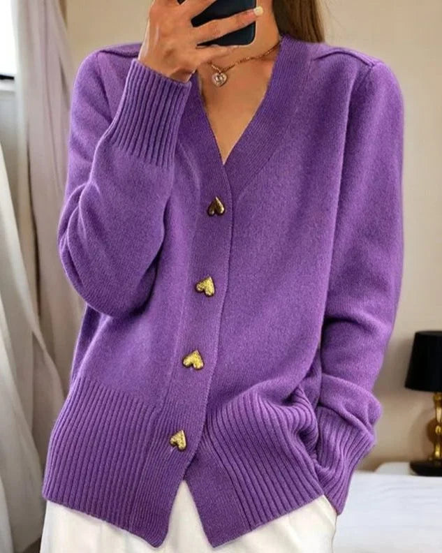 Women's Ribbed Knit Button-Up Cardigan