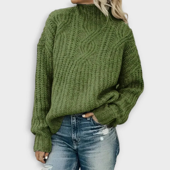 Women's Ribbed Knit High-Neck Sweater