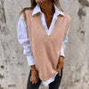 Women's Ribbed Knit Oversized Vest – V-Neck