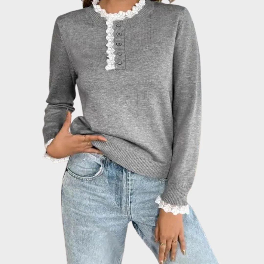 Women's Ribbed Knit Sweater – Crew Neck