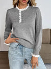 Women's Ribbed Knit Sweater – Crew Neck