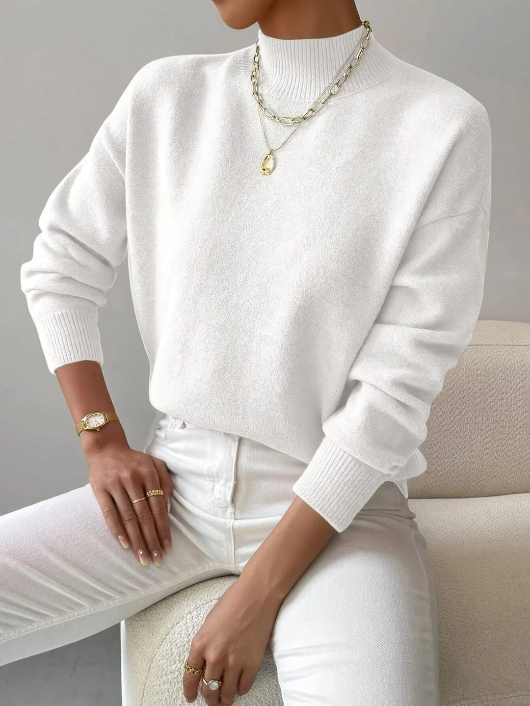 Women's Ribbed Knit Sweater – Roll Neck