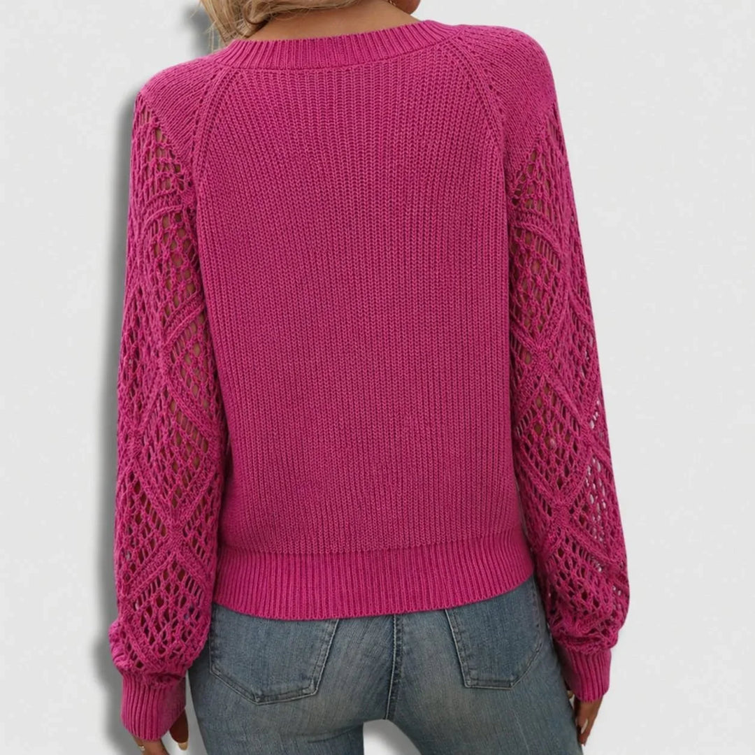 Women's Ribbed Knit Sweater – V-Neck