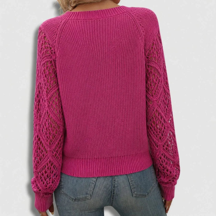 Women's Ribbed Knit Sweater – V-Neck