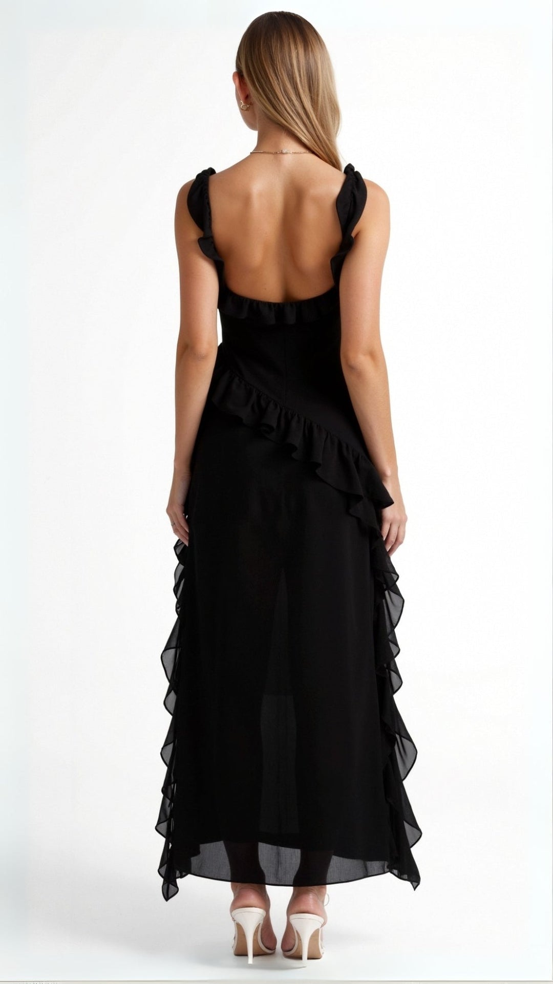Women's Maxi Dress – Ruffle Party Front Slit